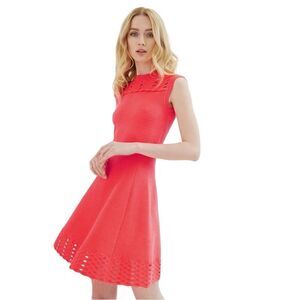 Ted Baker Zaralie Jacquard Textured Cut Out Skater Dress sz 2